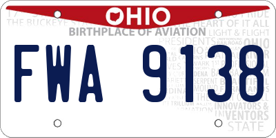 OH license plate FWA9138