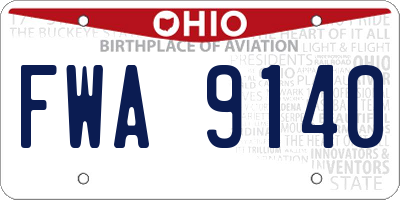 OH license plate FWA9140