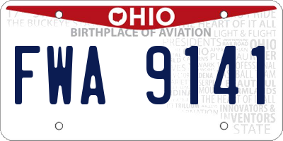 OH license plate FWA9141