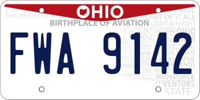 OH license plate FWA9142