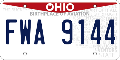 OH license plate FWA9144