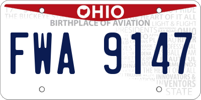 OH license plate FWA9147