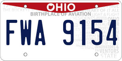 OH license plate FWA9154