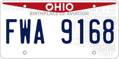 OH license plate FWA9168