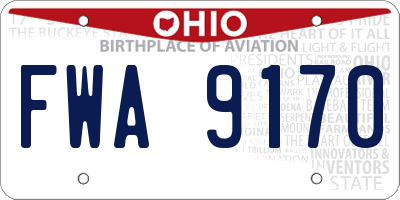 OH license plate FWA9170