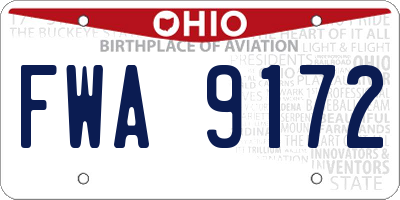 OH license plate FWA9172