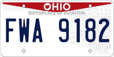 OH license plate FWA9182