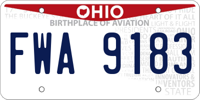 OH license plate FWA9183