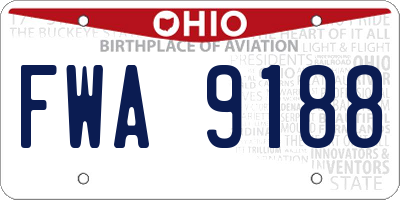 OH license plate FWA9188