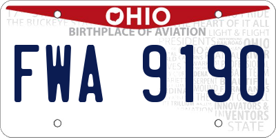 OH license plate FWA9190