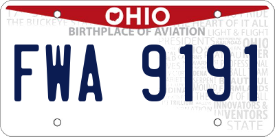 OH license plate FWA9191