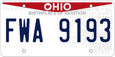 OH license plate FWA9193