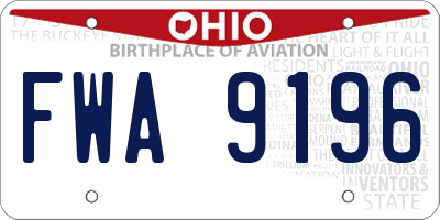 OH license plate FWA9196