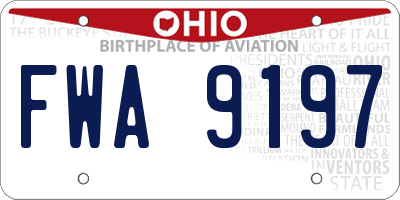 OH license plate FWA9197