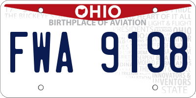 OH license plate FWA9198