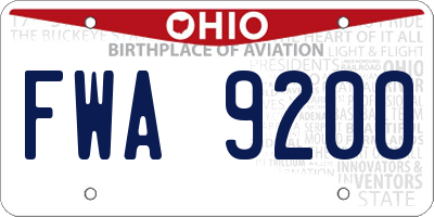 OH license plate FWA9200