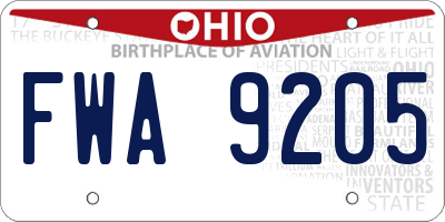 OH license plate FWA9205