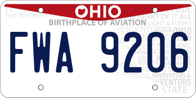 OH license plate FWA9206