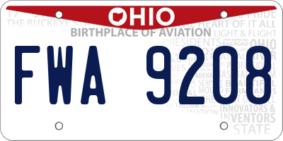 OH license plate FWA9208