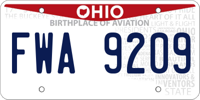 OH license plate FWA9209