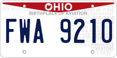 OH license plate FWA9210