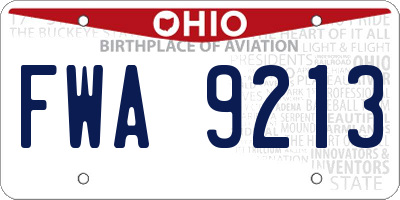 OH license plate FWA9213