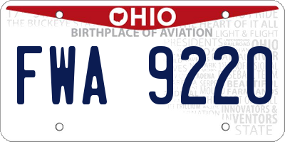 OH license plate FWA9220