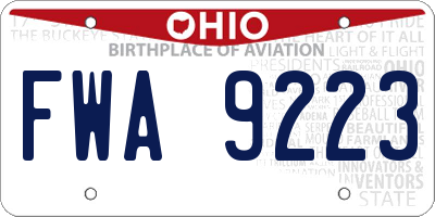 OH license plate FWA9223