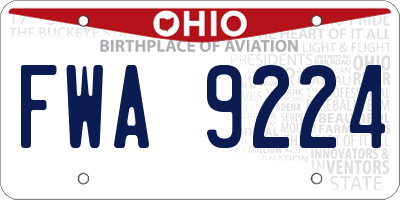 OH license plate FWA9224