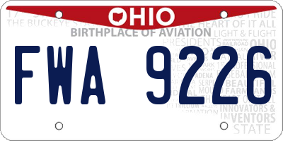 OH license plate FWA9226