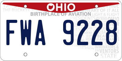 OH license plate FWA9228