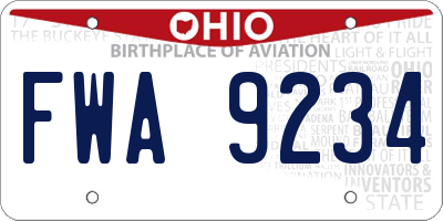 OH license plate FWA9234