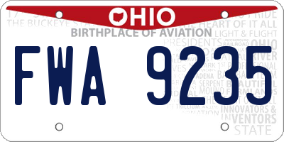 OH license plate FWA9235