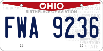 OH license plate FWA9236