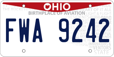 OH license plate FWA9242