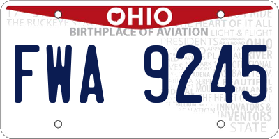 OH license plate FWA9245