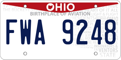 OH license plate FWA9248