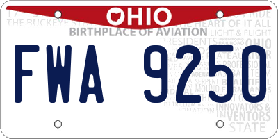 OH license plate FWA9250