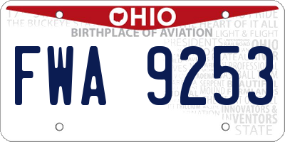 OH license plate FWA9253