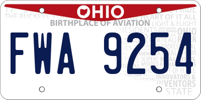 OH license plate FWA9254