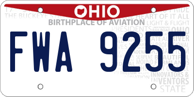 OH license plate FWA9255