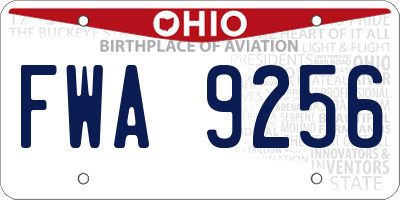 OH license plate FWA9256