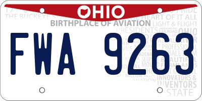 OH license plate FWA9263