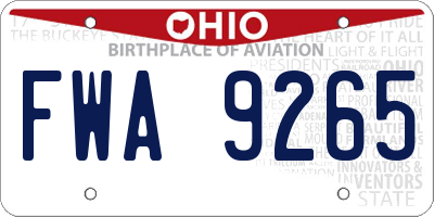 OH license plate FWA9265