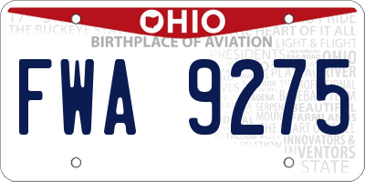 OH license plate FWA9275