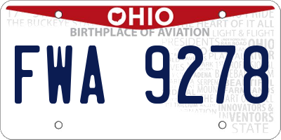 OH license plate FWA9278