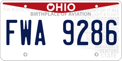 OH license plate FWA9286