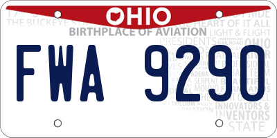 OH license plate FWA9290