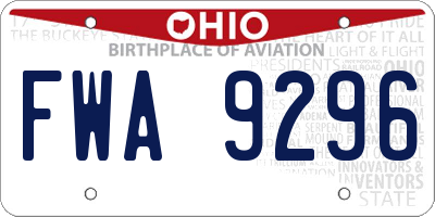 OH license plate FWA9296