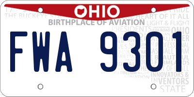 OH license plate FWA9301